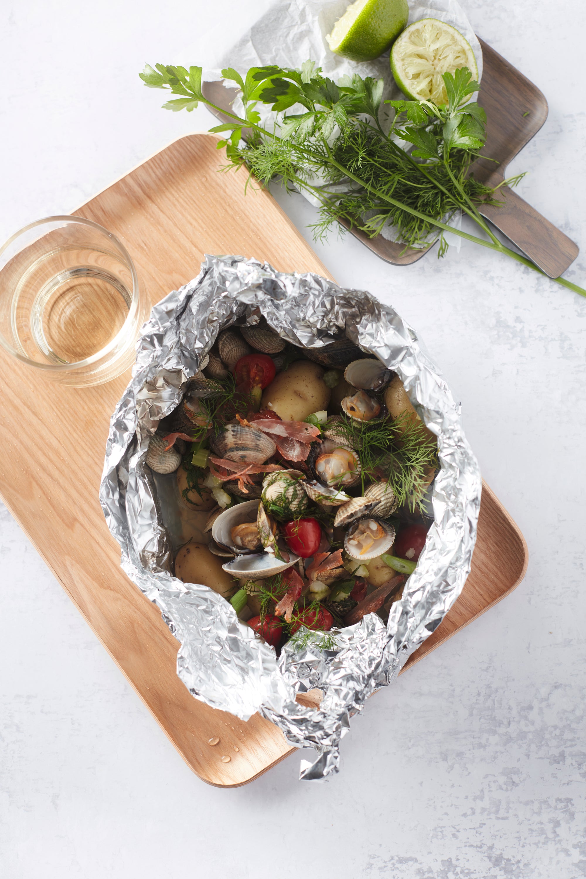 Shellfish Papillote with Smoked Ham